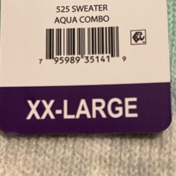 525 Women's Super Soft Crewneck Pullover Lurex Fairisle Sweater - Aqua Combo XL - Picture 9 of 11